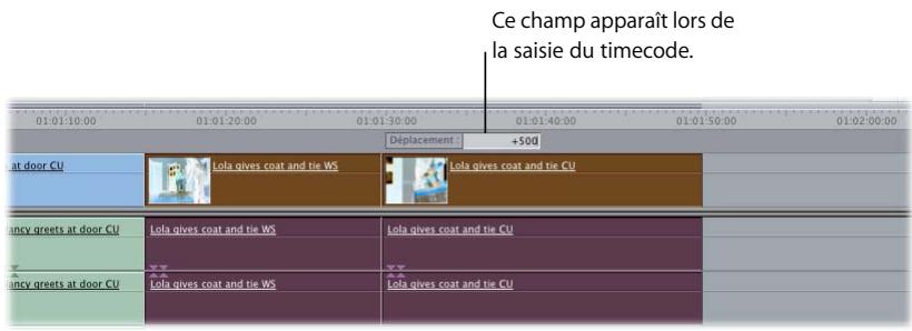 APPLE FINAL CUT PRO 6 - Pour déplacer un plan dans votre séquence à l'aide du timecode : - 1