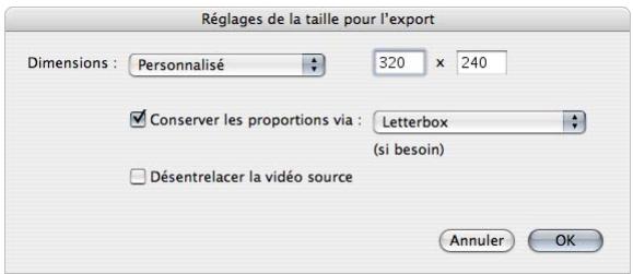 APPLE FINAL CUT PRO 6 - Réglages de la taille d'exportation - 1