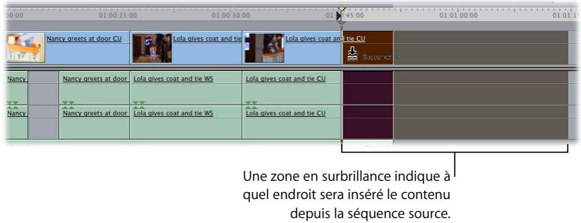 APPLE FINAL CUT PRO 6 - Pour monter le contenu d'une séquence dans une autre en la glissant dans la Timeline : - 1