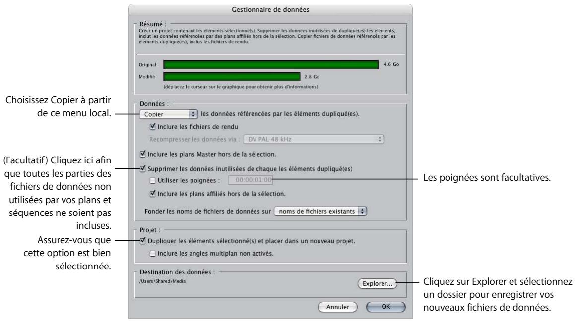 APPLE FINAL CUT PRO 6 - Exemple : consolidation de votre projet et de vos fichiers de données pour l'archivage - 2