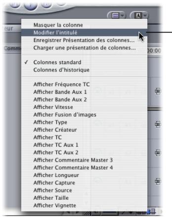 APPLE FINAL CUT PRO 6 - Pour renommer les en-têtes des colonnes Commentaire Master ou Commentaire : - 1