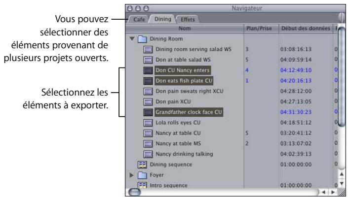 APPLE FINAL CUT PRO 6 - Sélection d'éléments dans le Navigateur pour effectuer une exportation par lot - 1