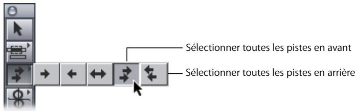 APPLE FINAL CUT PRO 6 - Pour sélectionner tous les plans de toutes les pistes en avant ou en arrière à partir du plan sélectionné : - 1