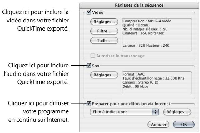 APPLE FINAL CUT PRO 6 - Pour exporter un fichier de séquence QuickTime : - 2