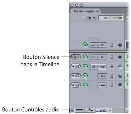 APPLE FINAL CUT PRO 6 - Utilisation du bouton Silence pour désactiver le son des pistes audio - 2