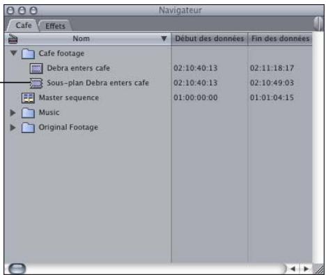 APPLE FINAL CUT PRO 6 - Pour créer un sous-plan : - 1
