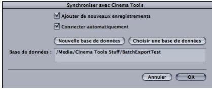 APPLE FINAL CUT PRO 6 - Pour synchroniser des plans Final Cut Pro à une base de données Cinema Tools : - 1