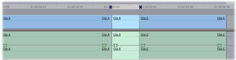 APPLE FINAL CUT PRO 6 - Pour coulisser un plan dans la Timeline à l'aide de l'outil Coulissement : - 3