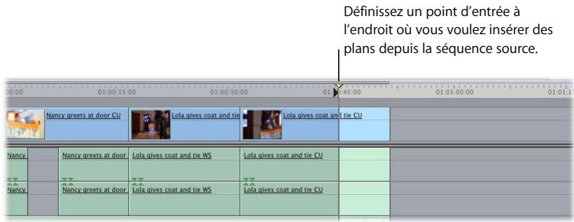 APPLE FINAL CUT PRO 6 - Pour monter tout le contenu d'une séquence dans une autre à l'aide de l'incrustation de montage du Canevas : - 1