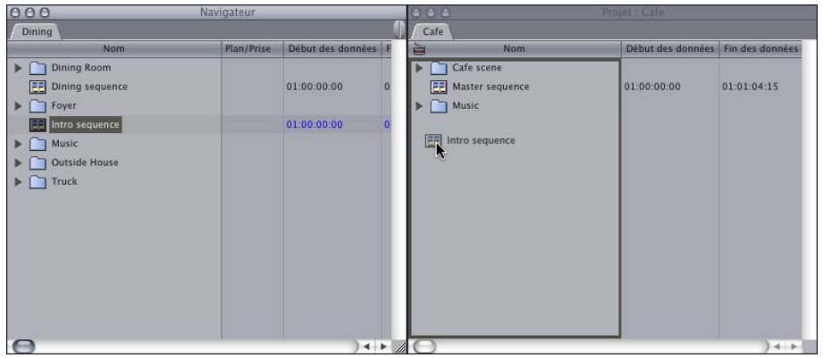 APPLE FINAL CUT PRO 6 - Pour copier une séquence d'un projet dans un autre : - 1
