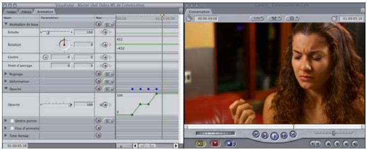 APPLE FINAL CUT PRO 6 - Exemple : modification d'opacité à l'aide des images clés - 7