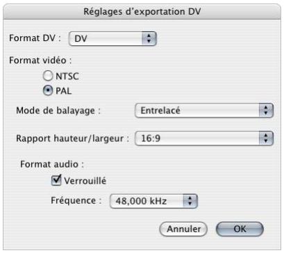 APPLE FINAL CUT PRO 6 - Pour exporter un fichier de flux DV : - 2