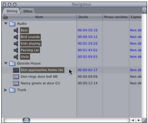 APPLE FINAL CUT PRO 6 - Pour créer un plan fusionné à partir de plusieurs plans dans le Navigateur : - 1