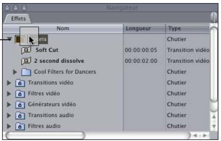 APPLE FINAL CUT PRO 6 - Pour créer une transition favorite à l'aide d'une transition dans une séquence : - 1