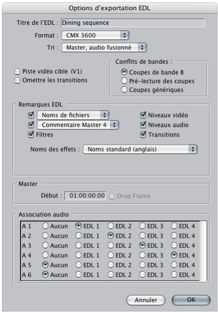 APPLE FINAL CUT PRO 6 - Pour exporter une séquence vers un fichier EDL : - 1