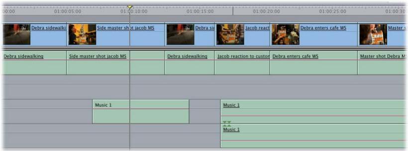 APPLE FINAL CUT PRO 6 - Pour modifier l'ensemble des niveaux audio d'un élément à l'aide d'un équilibreur : - 1