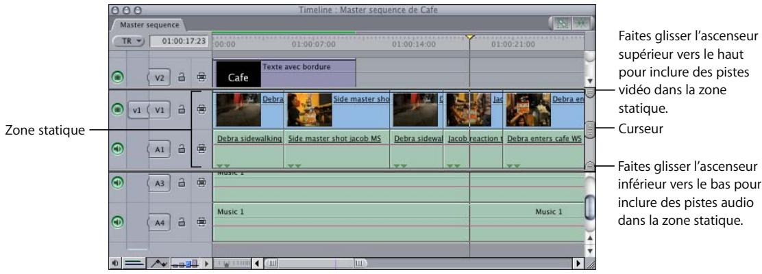 APPLE FINAL CUT PRO 6 - Pour créer une région statique pour des pistes audio et vidéo : - 1