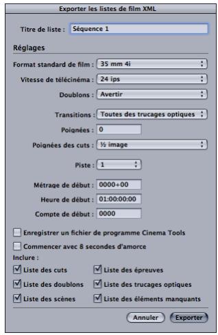APPLE FINAL CUT PRO 6 - Pour exporter un fichier de liste de films : - 2