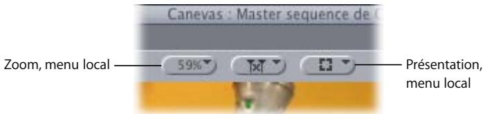APPLE FINAL CUT PRO 6 - Menus locaux Zoom et Présentation - 1