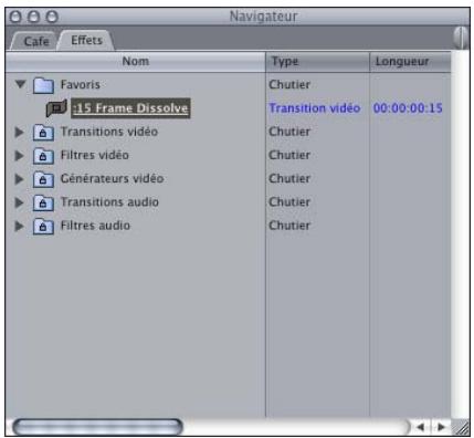 APPLE FINAL CUT PRO 6 - Pour renommer une transition favorite : - 1
