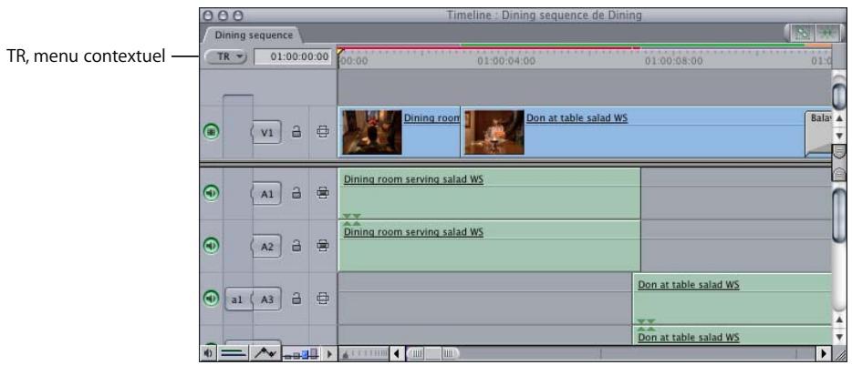 APPLE FINAL CUT PRO 6 - Le menu contextuel TR dans la Timeline - 1