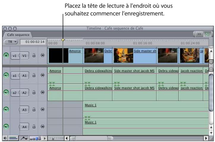 APPLE FINAL CUT PRO 6 - Pour enregistrer directement à partir de la Timeline : - 1