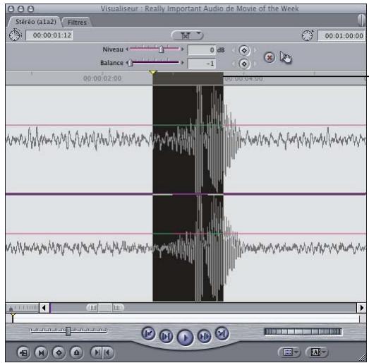 APPLE FINAL CUT PRO 6 - Exemple : définition d'images clés de niveau audio de sous-images pour éliminer des cliquetis - 1