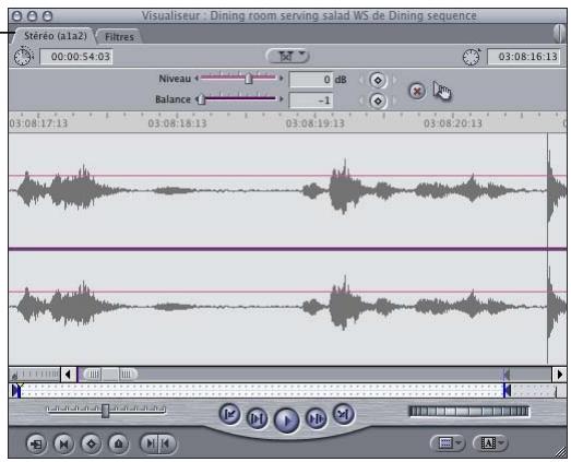 APPLE FINAL CUT PRO 6 - Glissez l'élément audio de la séquence vers le Visualiseur. - 1
