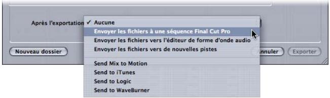 APPLE FINAL CUT PRO 6 - Pour exporter un mixdown et ouvrir une nouvelle copie d'une séquence Final Cut Pro contenant ce mixdown : - 1