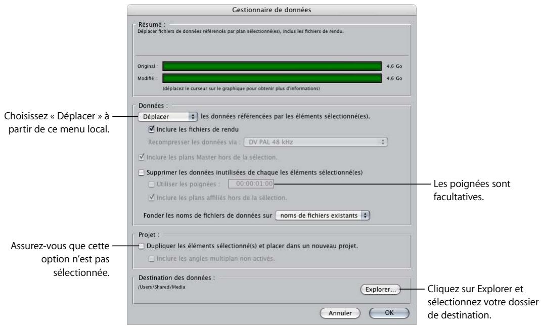 APPLE FINAL CUT PRO 6 - Exemple : consolidation des fichiers de données dans un même dossier - 2