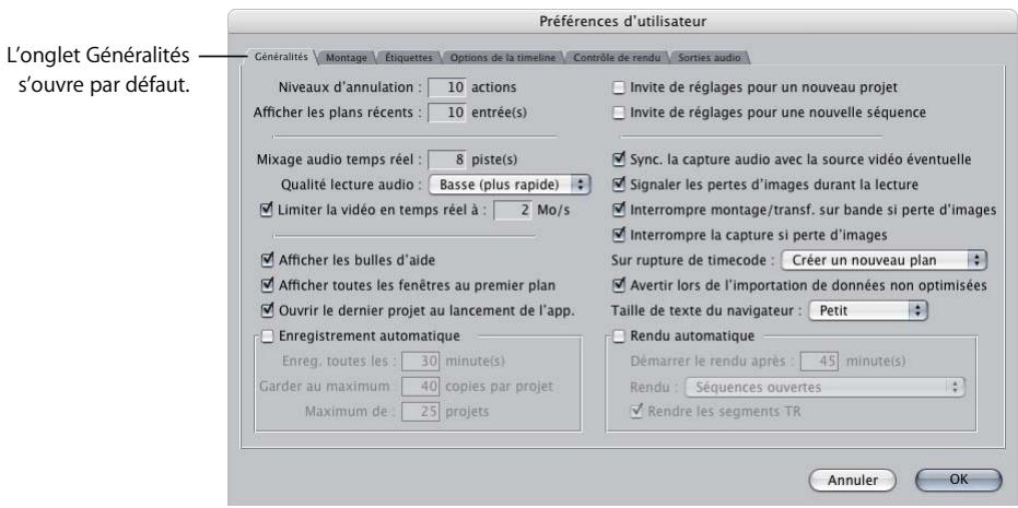 APPLE FINAL CUT PRO 6 - Généralités, onglet - 1