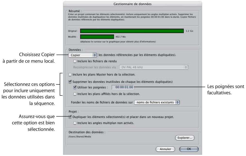 APPLE FINAL CUT PRO 6 - Exemple : duplication d'une séquence et des fichiers de données correspondants - 1