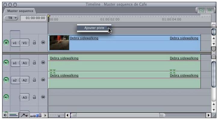 APPLE FINAL CUT PRO 6 - Pour ajouter rapidement une piste dans une séquence, effectuez l'une des opérations suivantes : - 2