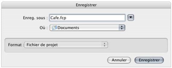 APPLE FINAL CUT PRO 6 - Pour enregistrer un projet : - 1