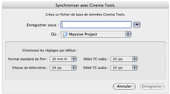 APPLE FINAL CUT PRO 6 - Pour synchroniser des plans Final Cut Pro à une base de données Cinema Tools : - 2