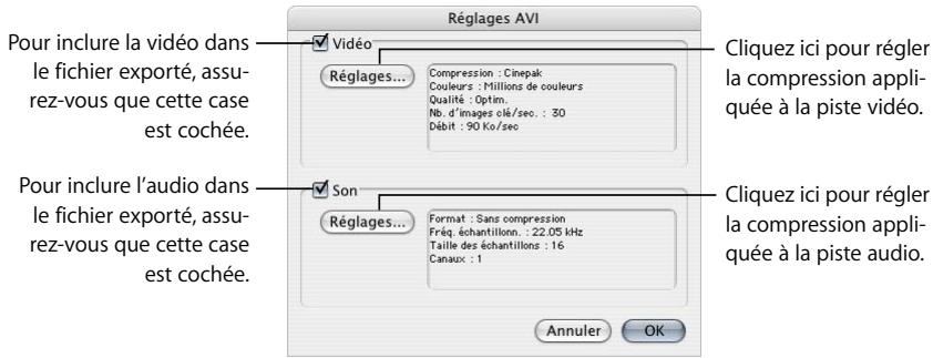 APPLE FINAL CUT PRO 6 - Pour exporter un fichier AVI : - 2