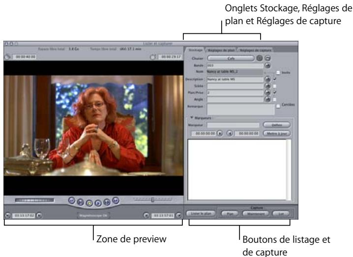 APPLE FINAL CUT PRO 6 - Pour ouvrir la fenêtre Lister et capturer : - 1