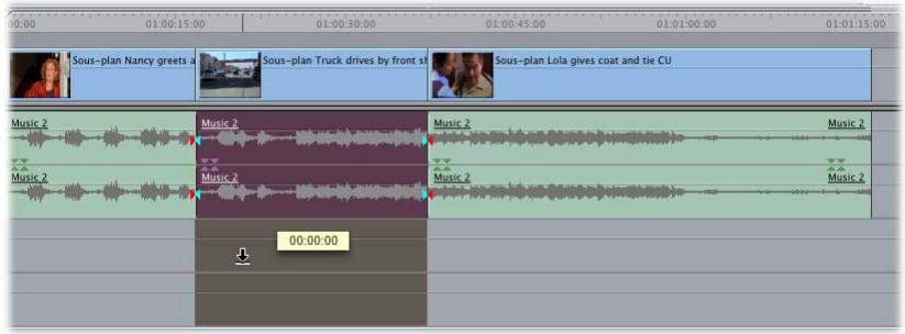 APPLE FINAL CUT PRO 6 - Déplacement d'éléments audio d'une piste à l'autre à la même image - 1