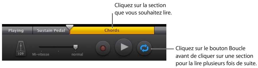 APPLE GARAGEBAND - Pour lire une section d'un cours : - 1