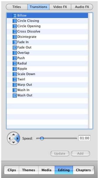 APPLE IMOVIE HD 6 - To add a transition between scenes: - 1