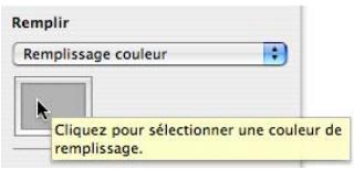 Remplir Remplissage couleur Cliquez pour sélectionner une couleur de remplissage.