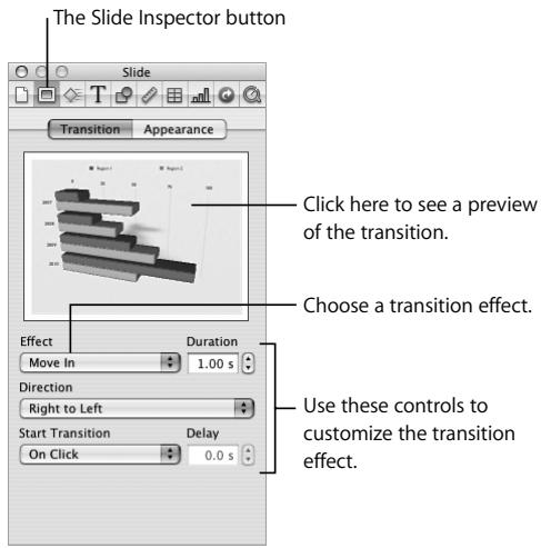 APPLE IWORK 08 - To add a transition to a slide: - 1