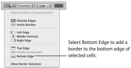 APPLE IWORK 08 - To format a border at the bottom of the table: - 1