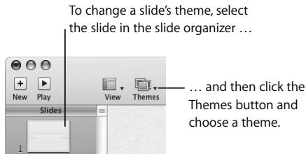 APPLE IWORK 08 - To change a slide's theme: - 1