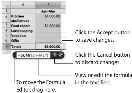 APPLE IWORK 08 - To view a formula using the Formula Editor: - 1
