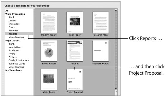 APPLE IWORK 08 - To create a new document: - 1