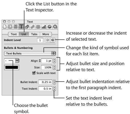 APPLE IWORK 08 - To turn off automatic list creation: - 1