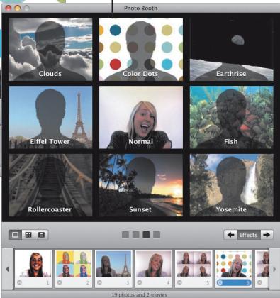 Photo Booth Clouds Color Dots Earthrise Eiffel Tower Normal Fish Rollercoaster Sunset Yosemite Effects 19 photos and 2 movies