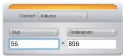 Convert Volume Cup 56 = 896 Tablespoon