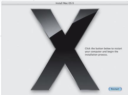 Install Mac OS X Click the button below to restart your computer and begin the installation process. Restart